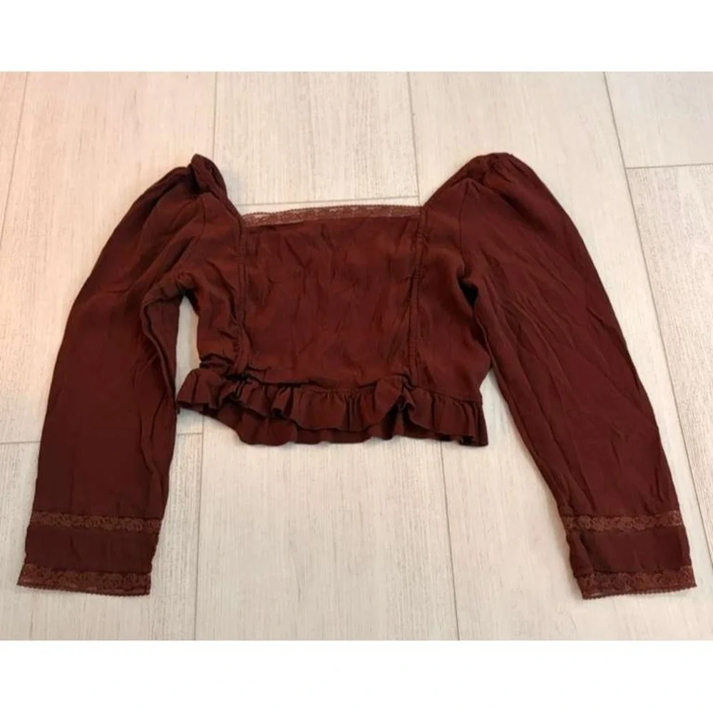 Aritzia La Boheme Wilfred Sz S Burgundy Top Cropped